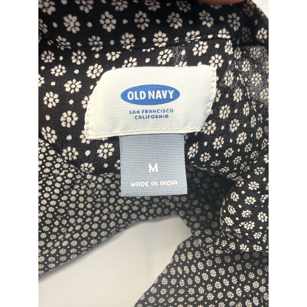 Old Navy Womens Black White Floral Long Sleeve Tiered Ruffle Midi Dress Size M - Picture 6 of 9